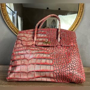 Croc embossed leather Birkin lookalike purse